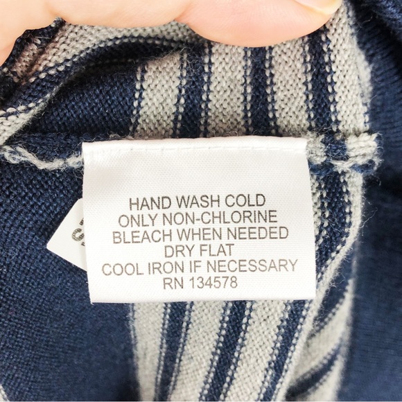 Vineyard Vines Wool Striped Sweater Dress | Blue White | Large - Picture 8 of 9